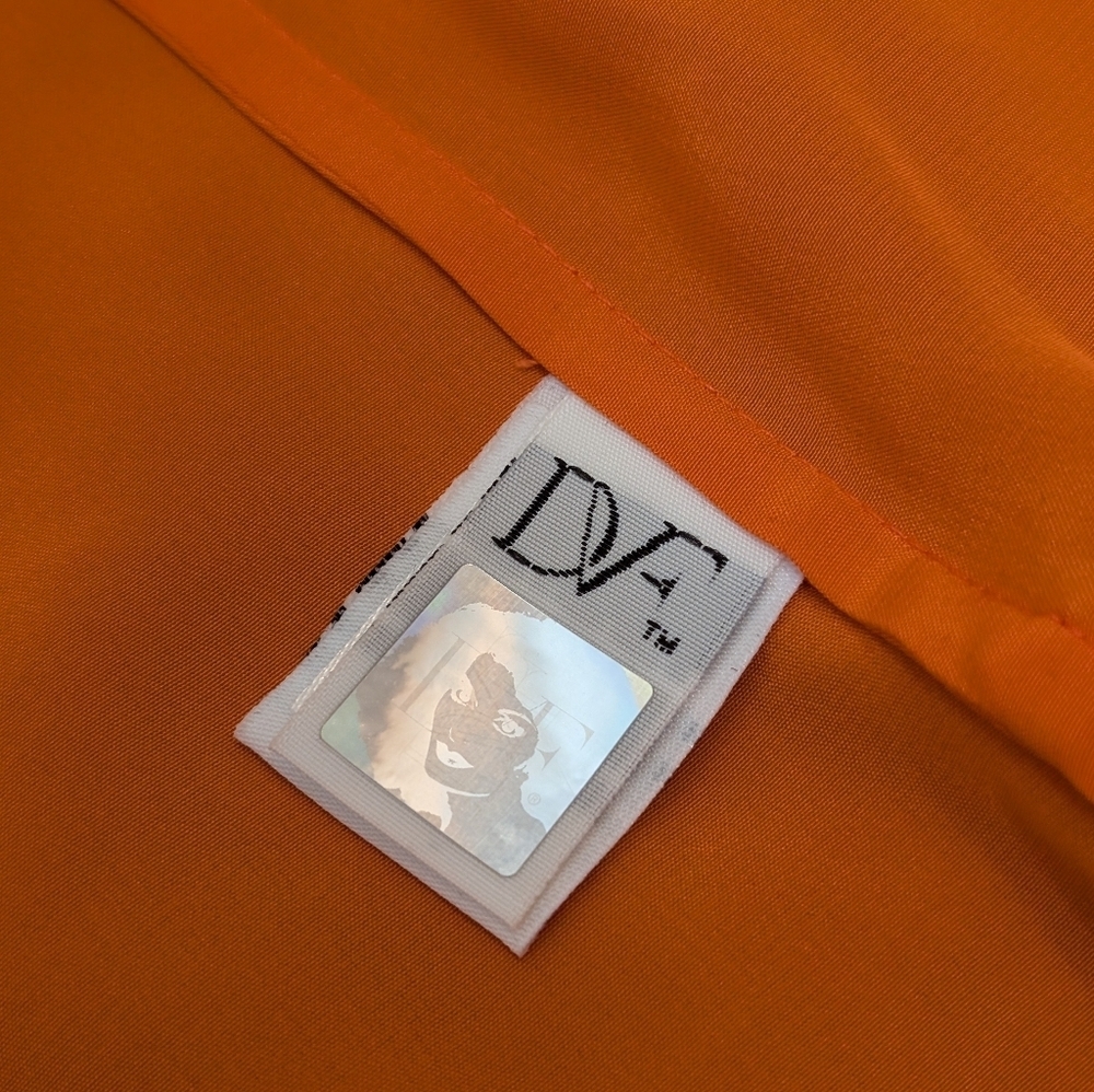 Diane von Furstenberg (DVF) Orange with Teal AcceSleeveless Silk Wrap Top Size 8 - Picture 8 of 9